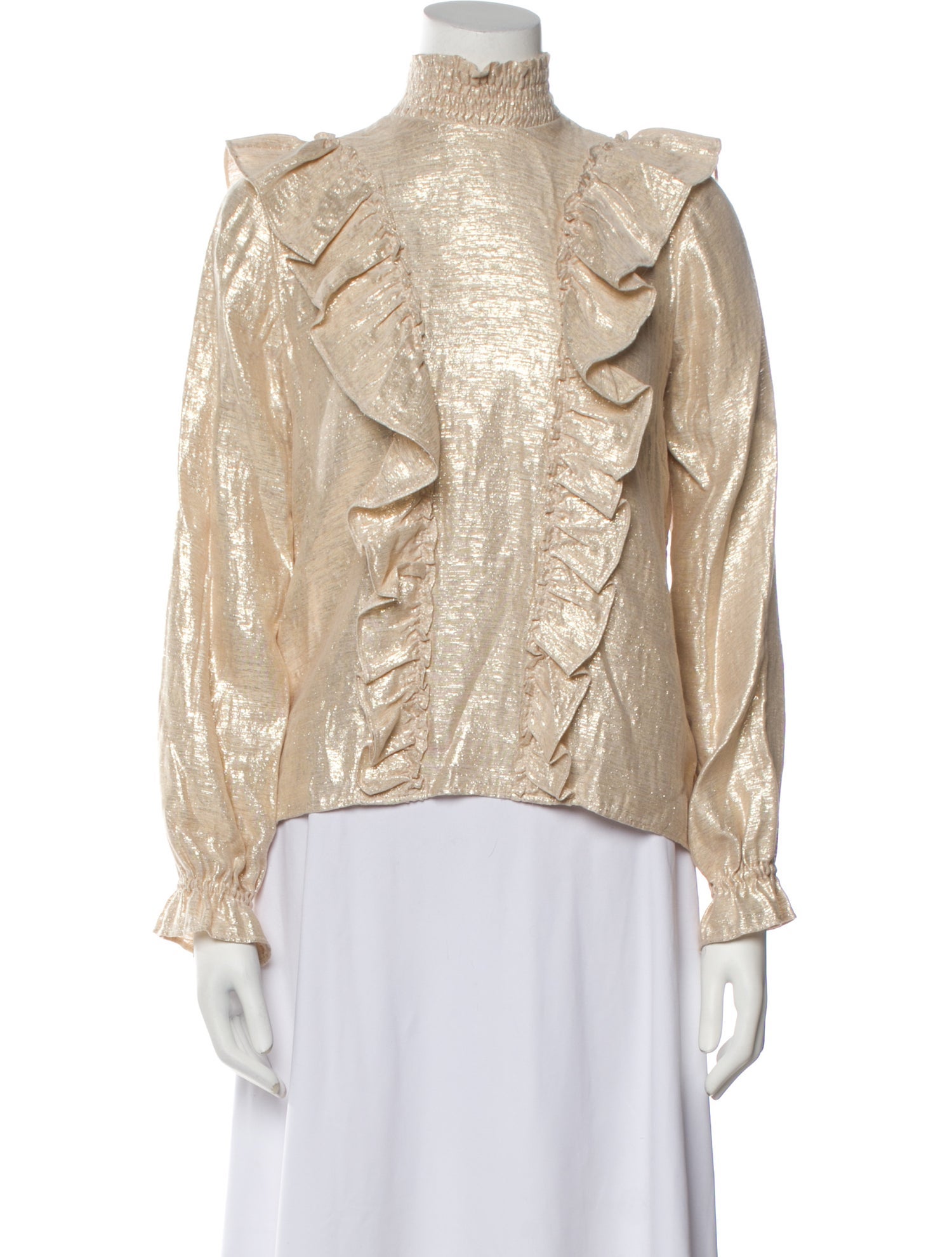 Sézane Mock Neck Long Sleeve Blouse